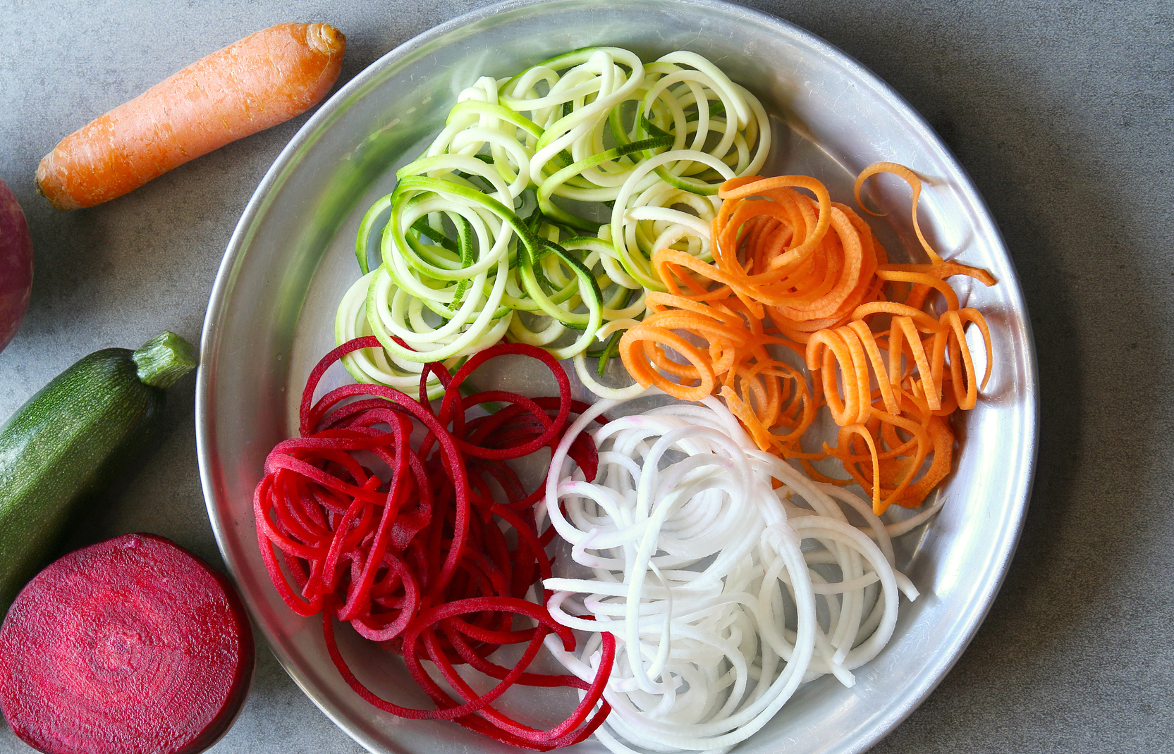 Zucchini,carrot,turnip and beetroot spaghetti imitation noodles