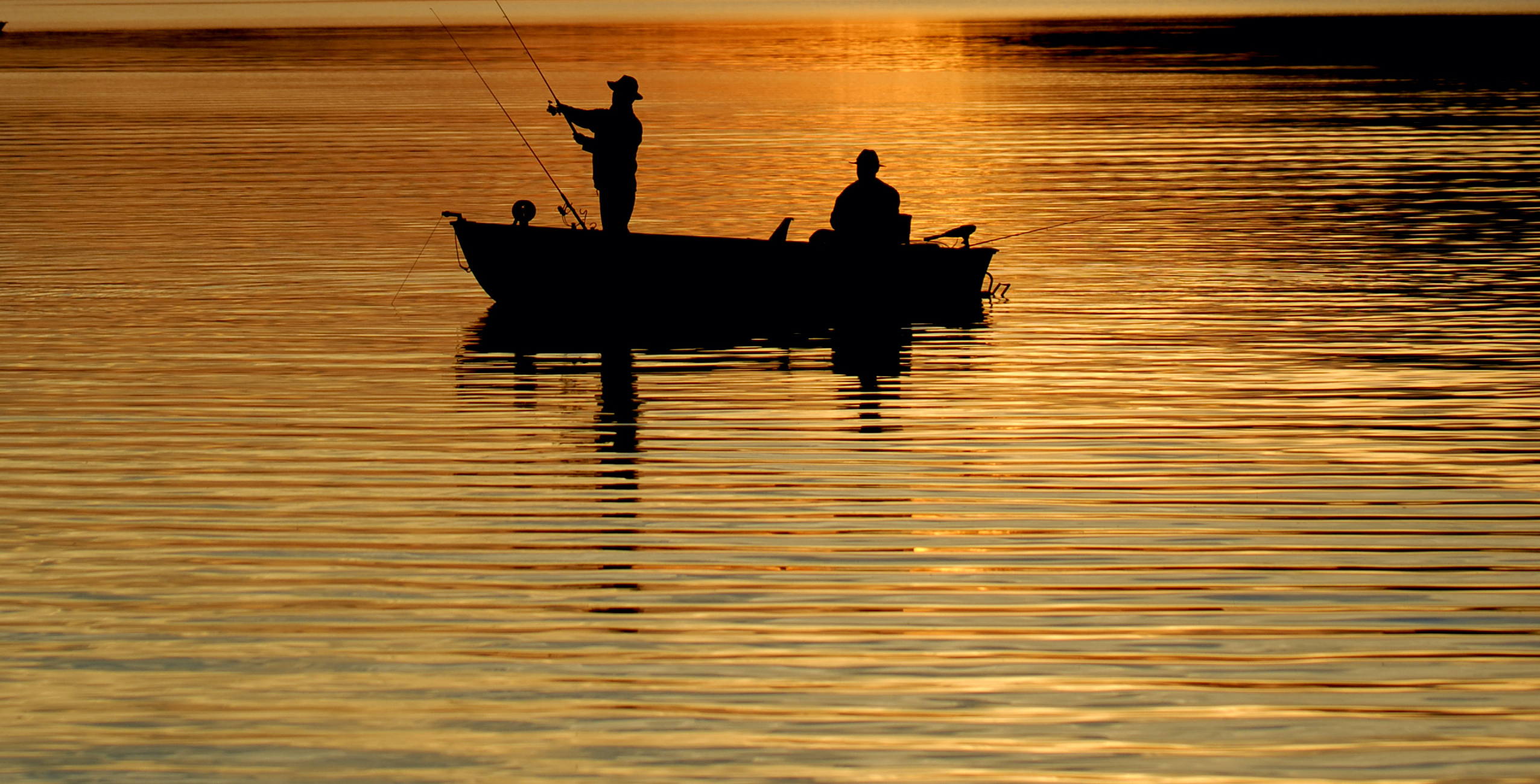 Silhouettes on a lake