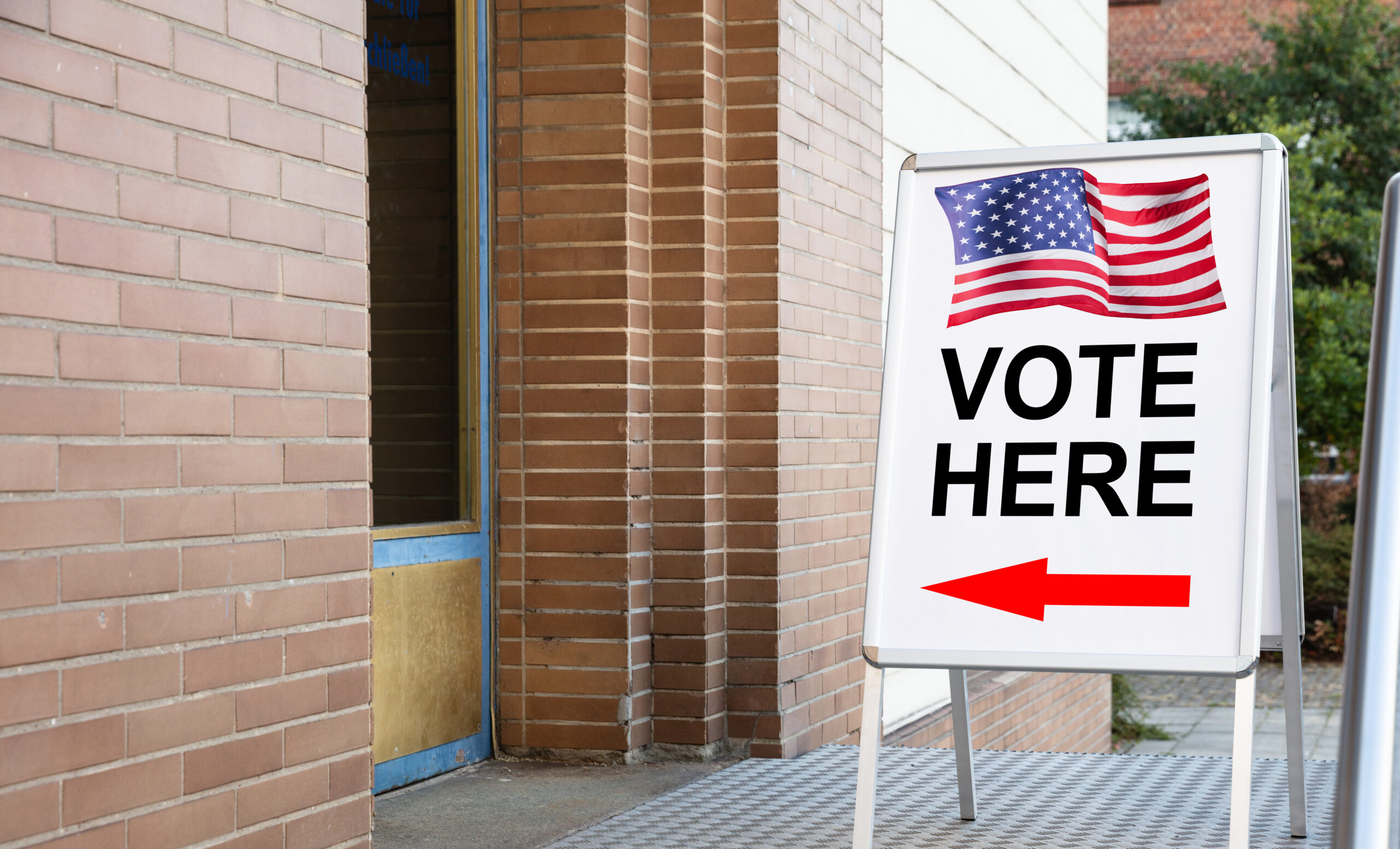 Polling Place Vote Here Sign On Board