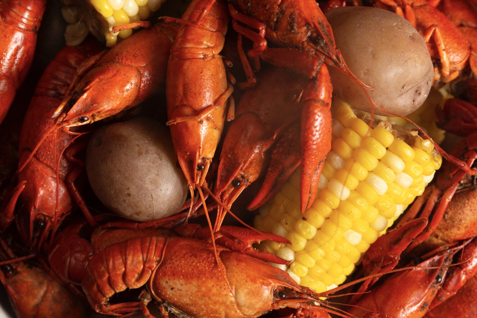 Crawfish Boil with Corn on the Cob and Potatoes