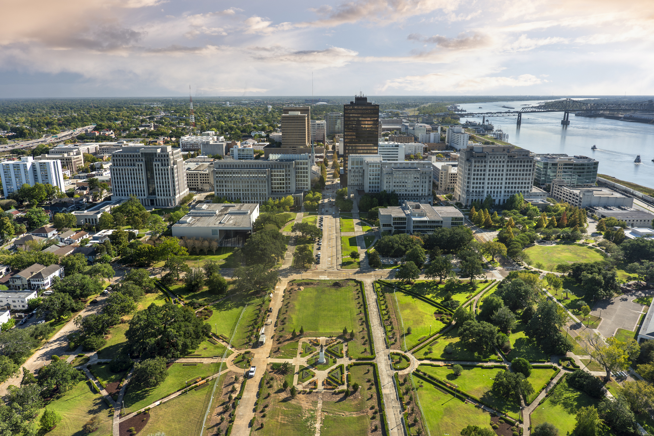 Baton Rouge Louisiana downtown on the Mississippi river